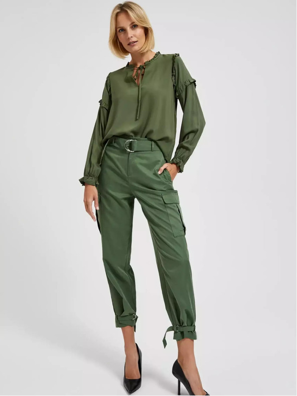 Moodo Moodo kaki bluza s volanima na rukavima