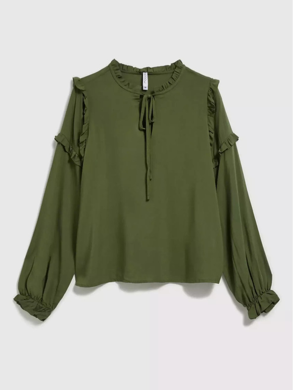 Moodo Moodo kaki bluza s volanima na rukavima