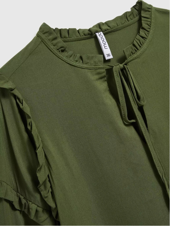 Moodo Moodo kaki bluza s volanima na rukavima