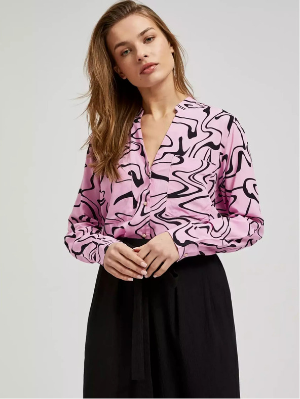 Moodo Moodo roza bluza dugih rukava s geometrijskim uzorkom