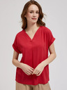 Moodo Moodo crvena košulja s V izrezom i kratkim rukavima