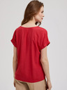 Moodo Moodo crvena košulja s V izrezom i kratkim rukavima