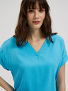 Moodo Plava bluza od viskoze s V izrezom Moodo