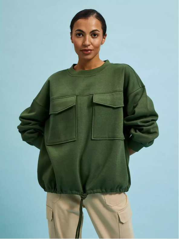 Moodo Moodo kaki majica s velikim džepovima i vezicom u struku