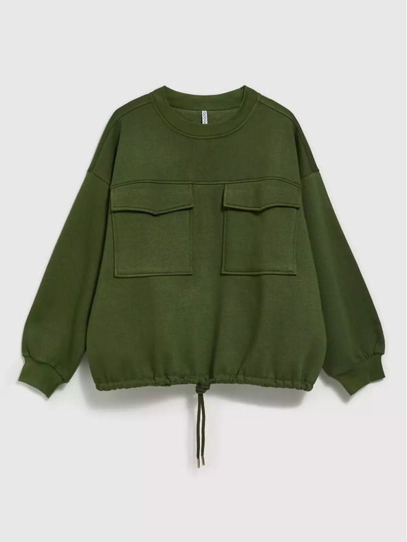 Moodo Moodo kaki majica s velikim džepovima i vezicom u struku