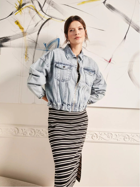 Moodo Moodo svjetloplava traper jakna s patentnim zatvaračem