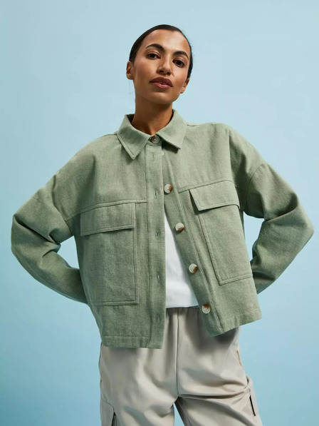 Moodo Moodo maslinasto zelena jakna s džepovima i ovratnikom