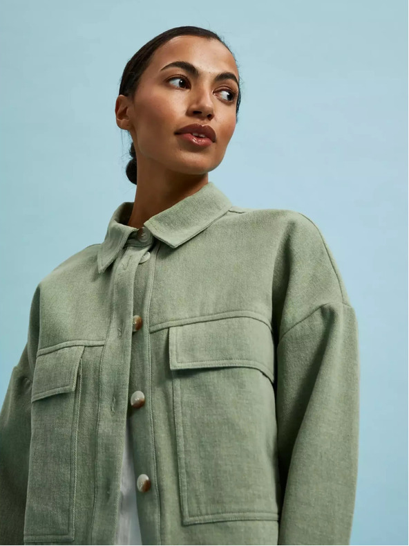 Moodo Moodo maslinasto zelena jakna s džepovima i ovratnikom