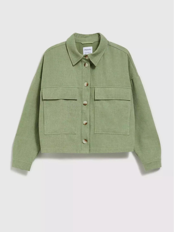 Moodo Moodo maslinasto zelena jakna s džepovima i ovratnikom