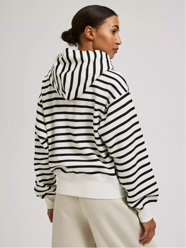 Moodo Moodo crno-bijela uska majica s kapuljačom na pruge