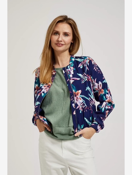 Moodo Moodo tamnoplava bomber jakna s cvjetnim printom