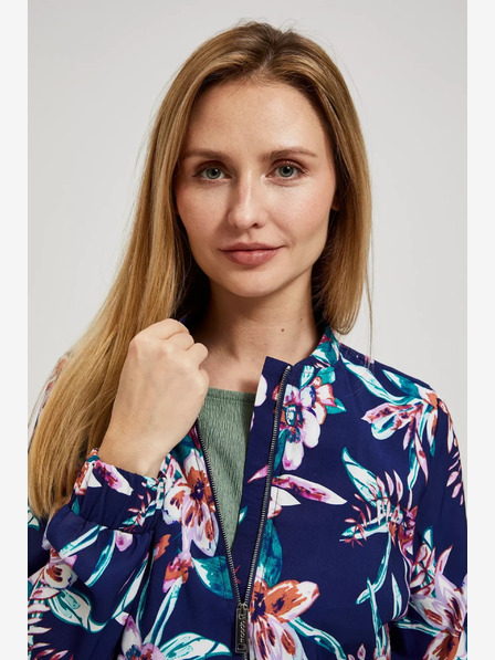 Moodo Moodo tamnoplava bomber jakna s cvjetnim printom