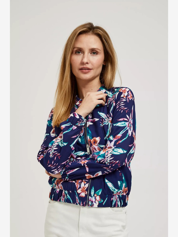 Moodo Moodo tamnoplava bomber jakna s cvjetnim printom