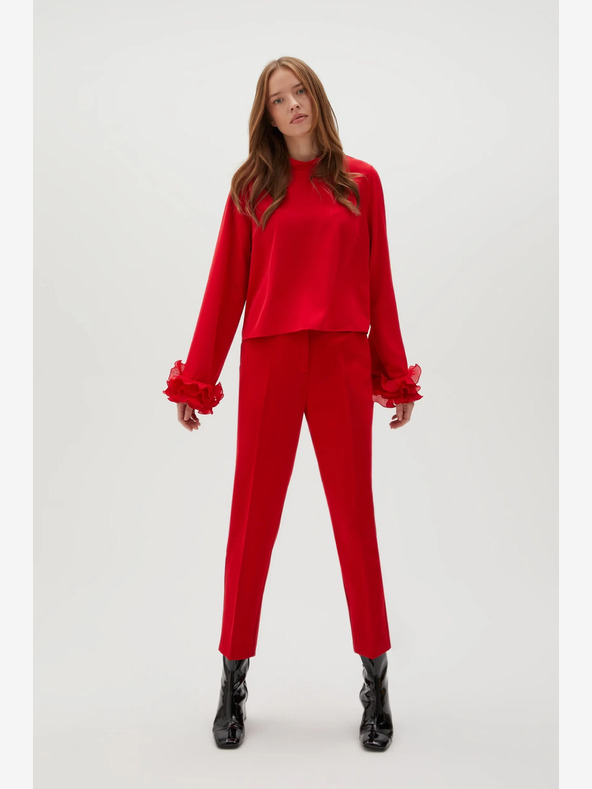 Moodo Crvene Moodo nabrane ravne hlače