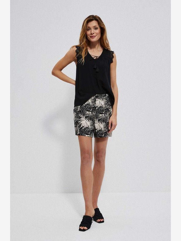 Moodo Bijelo-crne ženske kratke hlače s uzorkom marke Moodo