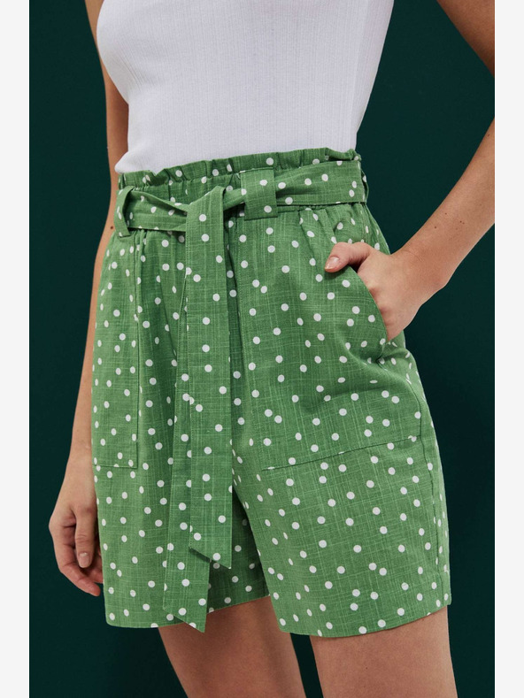 Moodo Moodo ženske zelene kratke hlače na točkice