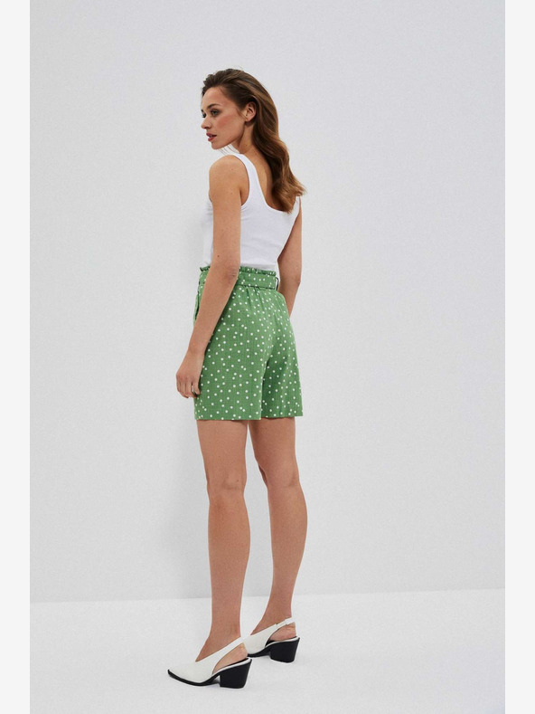 Moodo Moodo ženske zelene kratke hlače na točkice