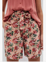 Moodo Moodo bež ženske kratke hlače s cvjetnim uzorkom