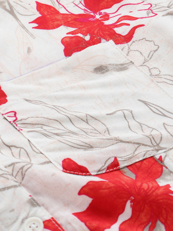 NAX Crveno-bijela ženska košulja s uzorkom NAX Cufewa