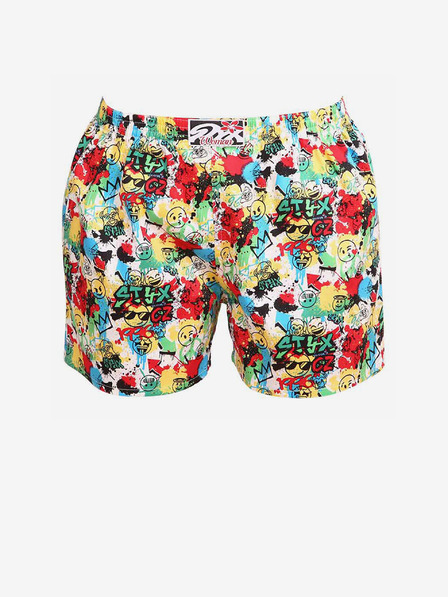 Styx Styx emoji žuto-crvene ženske kratke hlače za spavanje s uzorkom