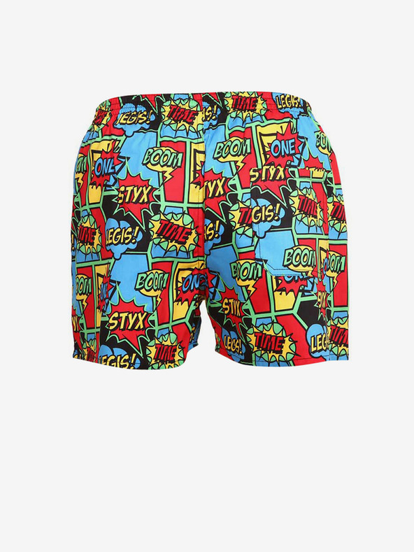 Styx Plavo-crvene ženske kratke hlače za spavanje s uzorkom Styx boom