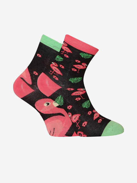 Dedoles Roze i crne dječje vesele čarape Dedoles Flamingos