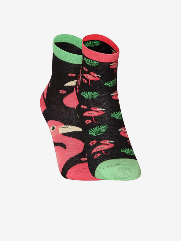 Dedoles Roze i crne dječje vesele čarape Dedoles Flamingos