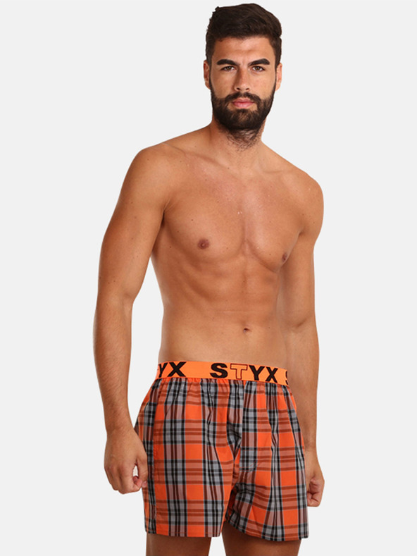 Styx Styx sivo-narančaste muške kratke hlače na kockice