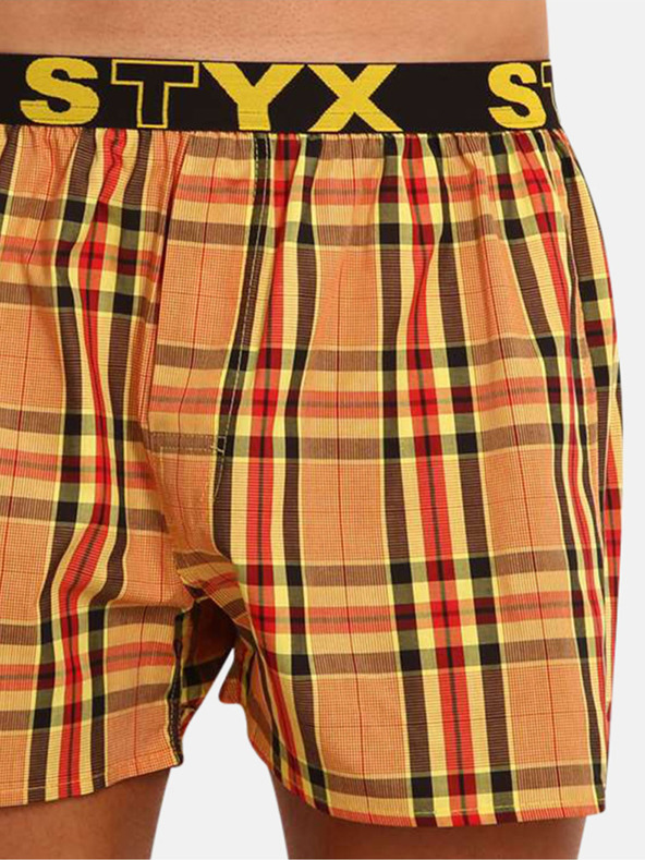 Styx Žuto-narančaste muške kratke hlače Styx na kockice