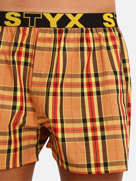 Styx Žuto-narančaste muške kratke hlače Styx na kockice