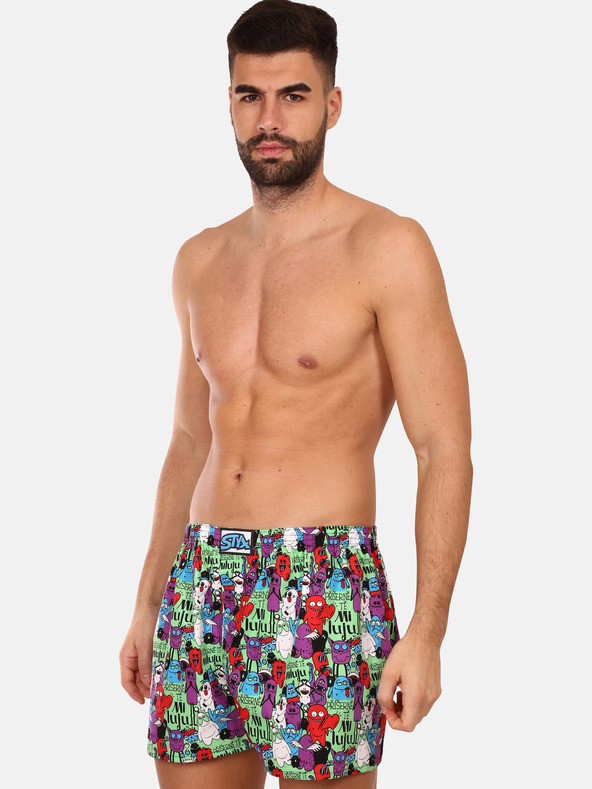 Styx Ljubičasto-zelene muške kratke hlače s uzorkom Styx art Monsters