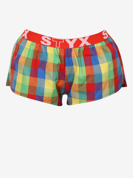 Styx Styx crveno-zelene ženske kratke hlače za spavanje na kockice