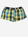 Styx Styx plavo-žute ženske kratke hlače za spavanje na kockice