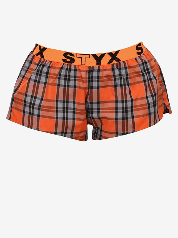 Styx Styx narančaste ženske kratke hlače za spavanje na kockice