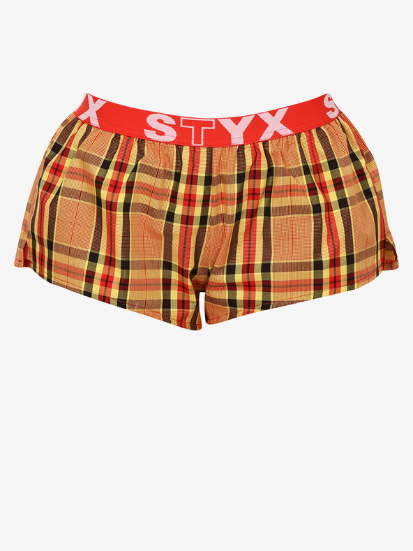 Styx Styx crveno-narančaste ženske kratke hlače za spavanje na kockice