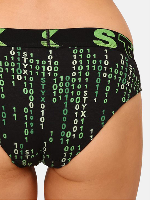 Styx Crno-zelene ženske gaćice s uzorkom Styx art Code