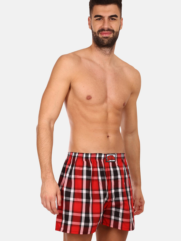 Styx Crno-crvene muške kratke hlače na kockice Styx