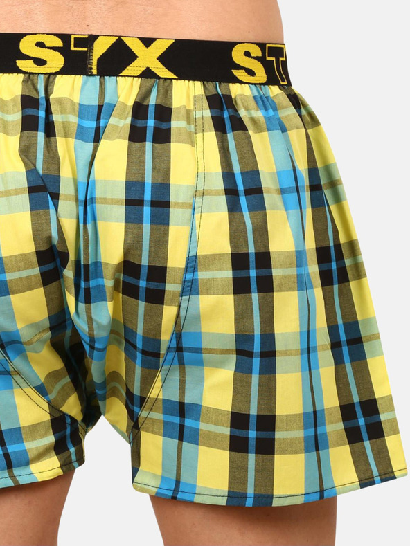 Styx Styx plavo-žute kockaste muške kratke hlače