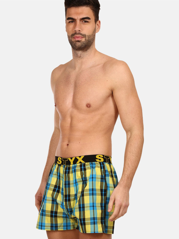 Styx Styx plavo-žute kockaste muške kratke hlače