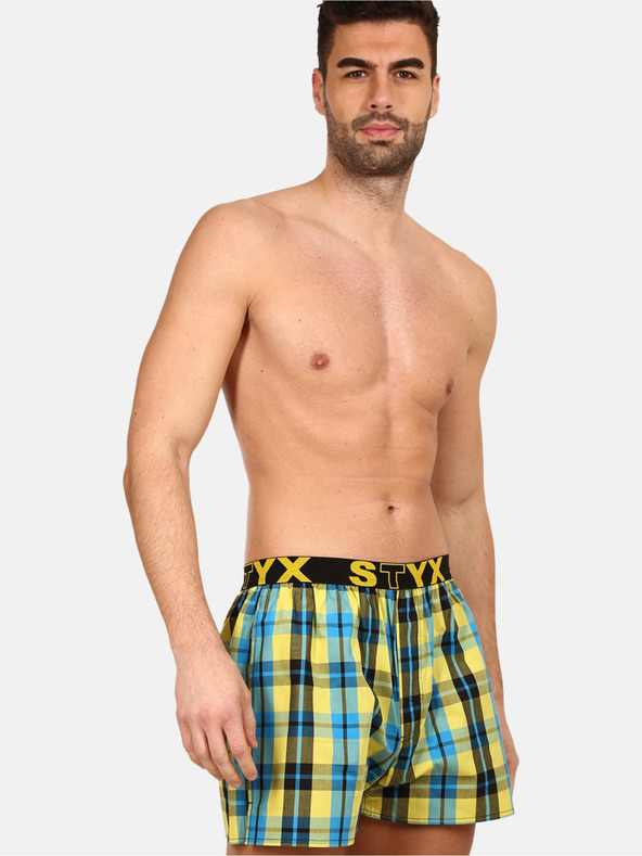 Styx Styx plavo-žute kockaste muške kratke hlače