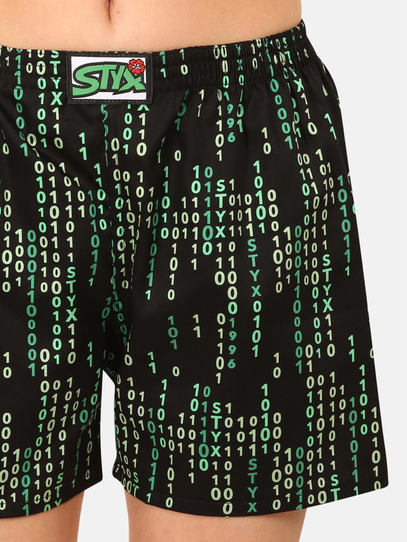 Styx Zeleno-crne ženske kratke hlače za spavanje s uzorkom Styx Code