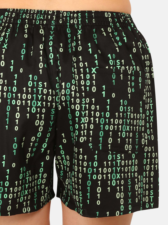 Styx Zeleno-crne ženske kratke hlače za spavanje s uzorkom Styx Code