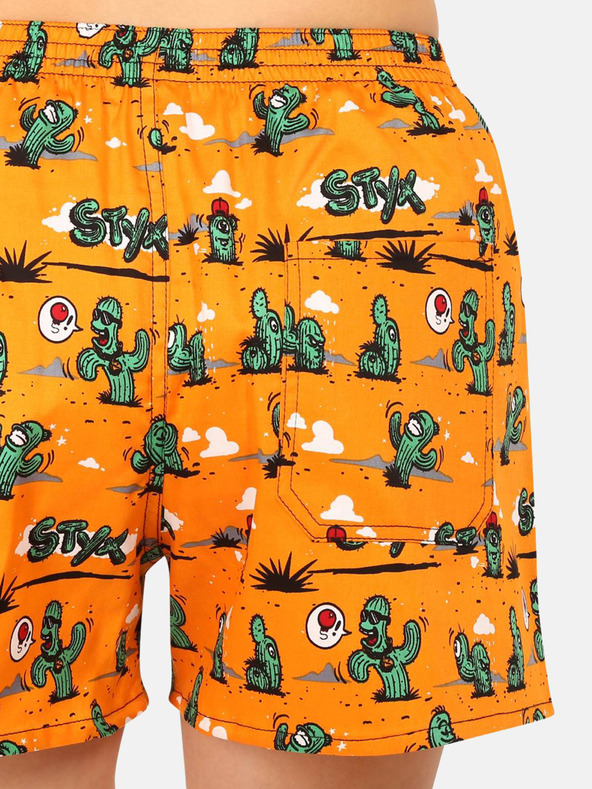 Styx Narančaste ženske kratke hlače za spavanje s uzorkom Styx Kaktusy