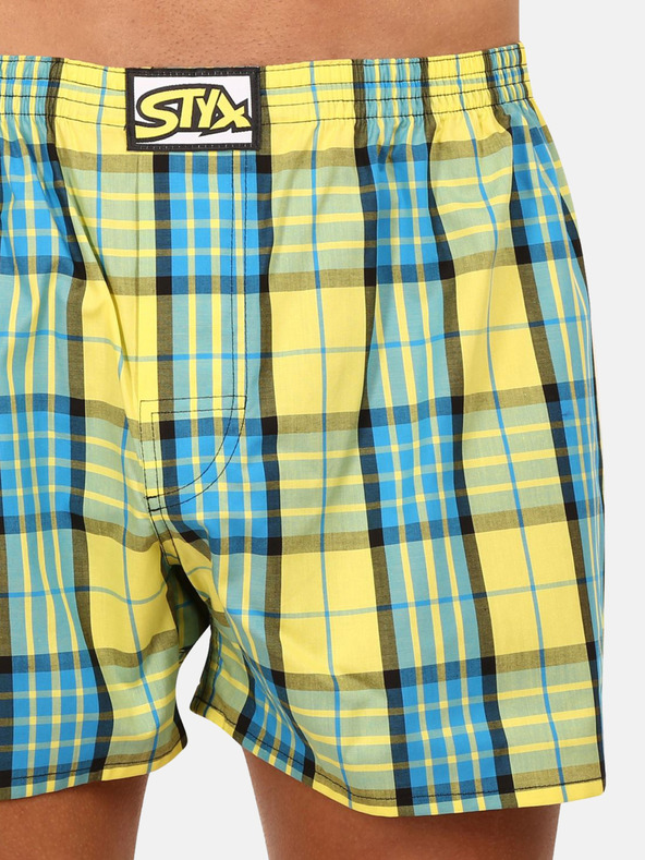 Styx Styx plavo-žute kockaste muške kratke hlače