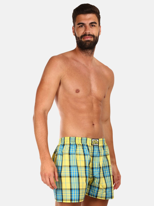 Styx Styx plavo-žute kockaste muške kratke hlače