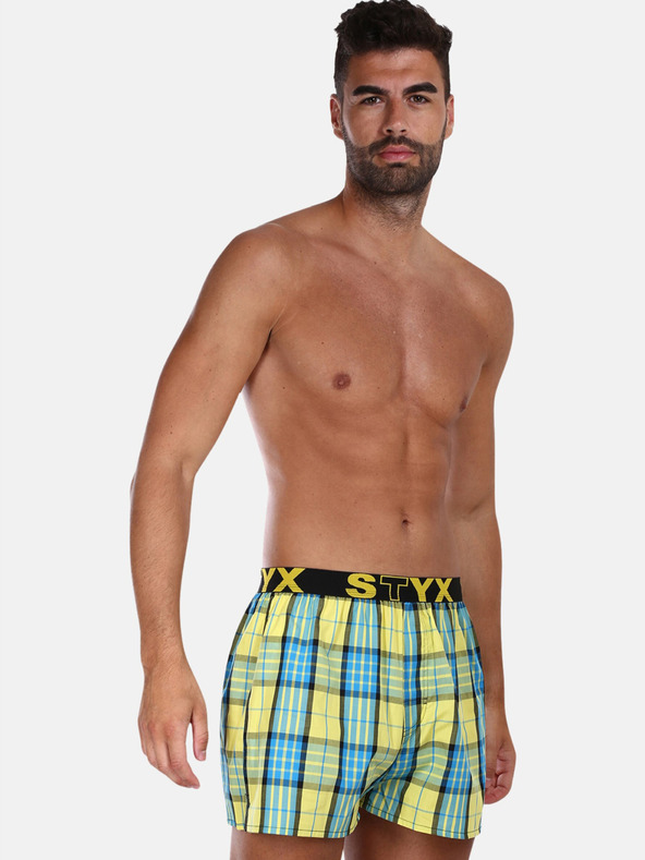 Styx Styx plavo-žute kockaste muške kratke hlače