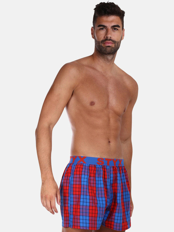 Styx Styx crvene i plave muške kratke hlače na kockice