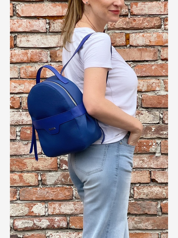 Elega Plavi ženski kožni ruksak Elega Festy