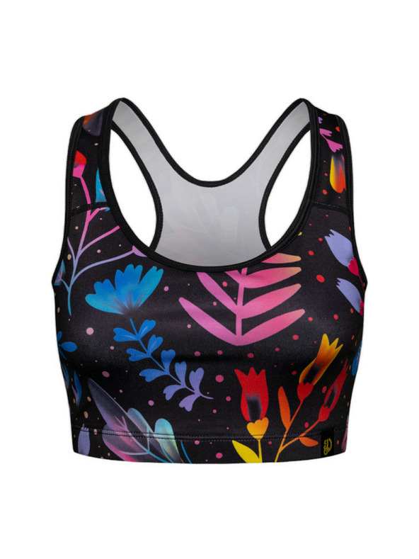 Dedoles Crni ženski sportski grudnjak Dedoles Neon flowers