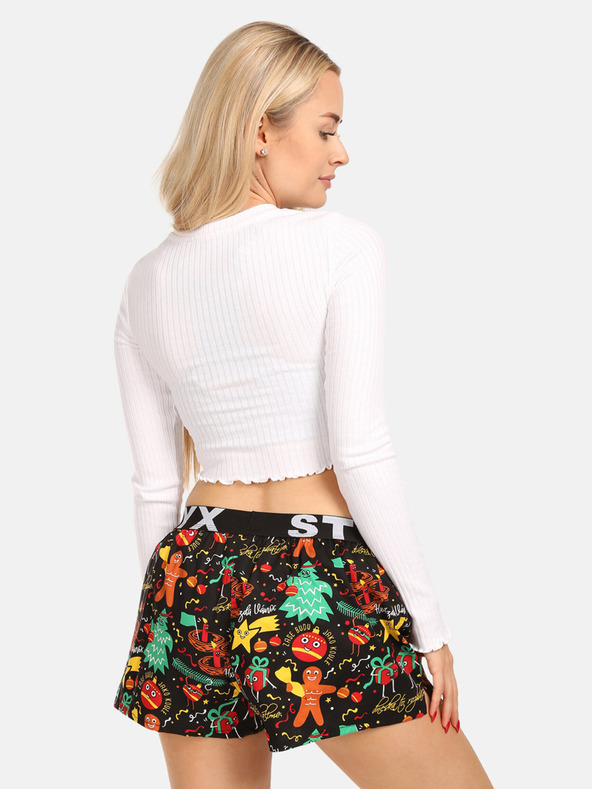 Styx Zelene i crne ženske kratke hlače za spavanje s uzorkom Styx božićni ukrasi